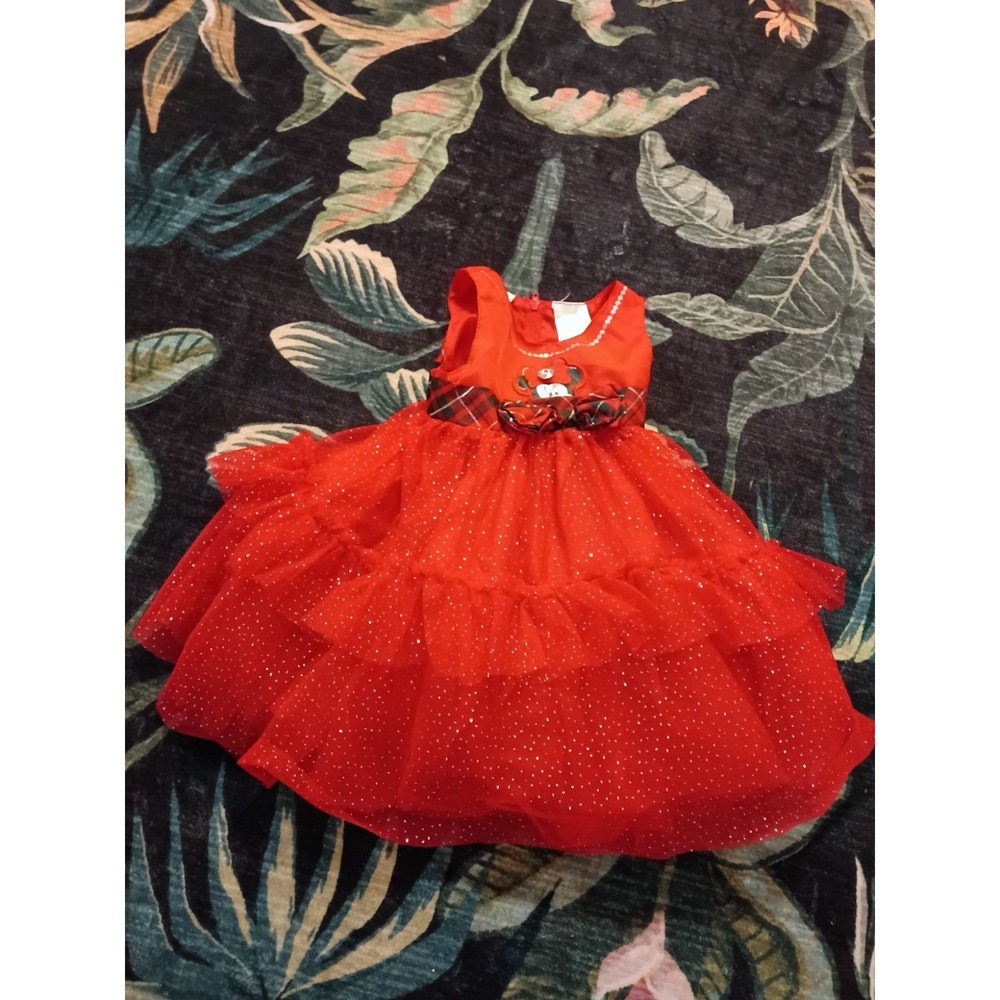 Vintage Y2K Disney Baby Minnie Mouse Dress Girls 12 Months 2001 Red